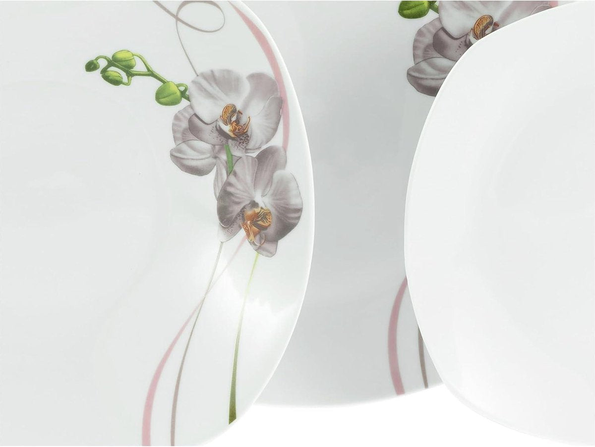 12-delige serviesset voor 6 personen - Square Orchidee - porselein - vaatwasser- en magnetronbestendig - kwaliteitsproductie bordenset 6 personen