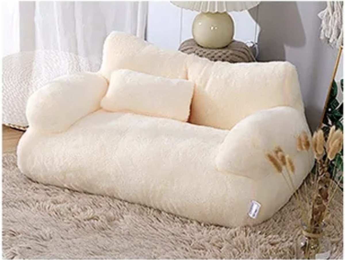 Luxury Cat Basket - Cat Bed - Cat Sofa - Pet Bed For Small Medium Dogs Cats - Comfortable Plush - 55x38x18cm - Beige