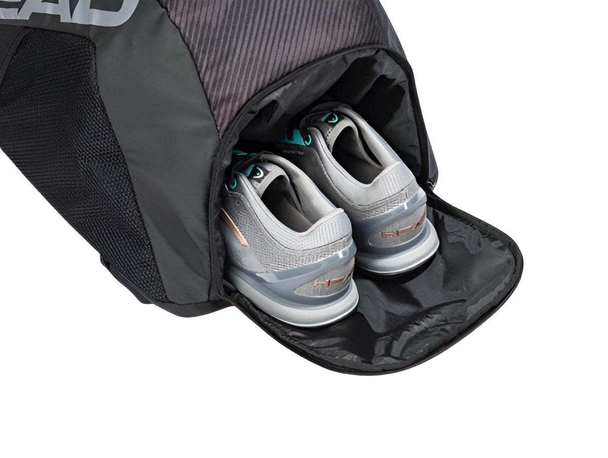 E-Shop4u - Tennistas - Tennis Schoudertas - 2 Rackets + Schoenen + Accessoires - Polyester - Grijs Zwart - Outdoor Fitness Badminton Rugzak - Squash-Tennis-Badminton-Pickleball-Padel