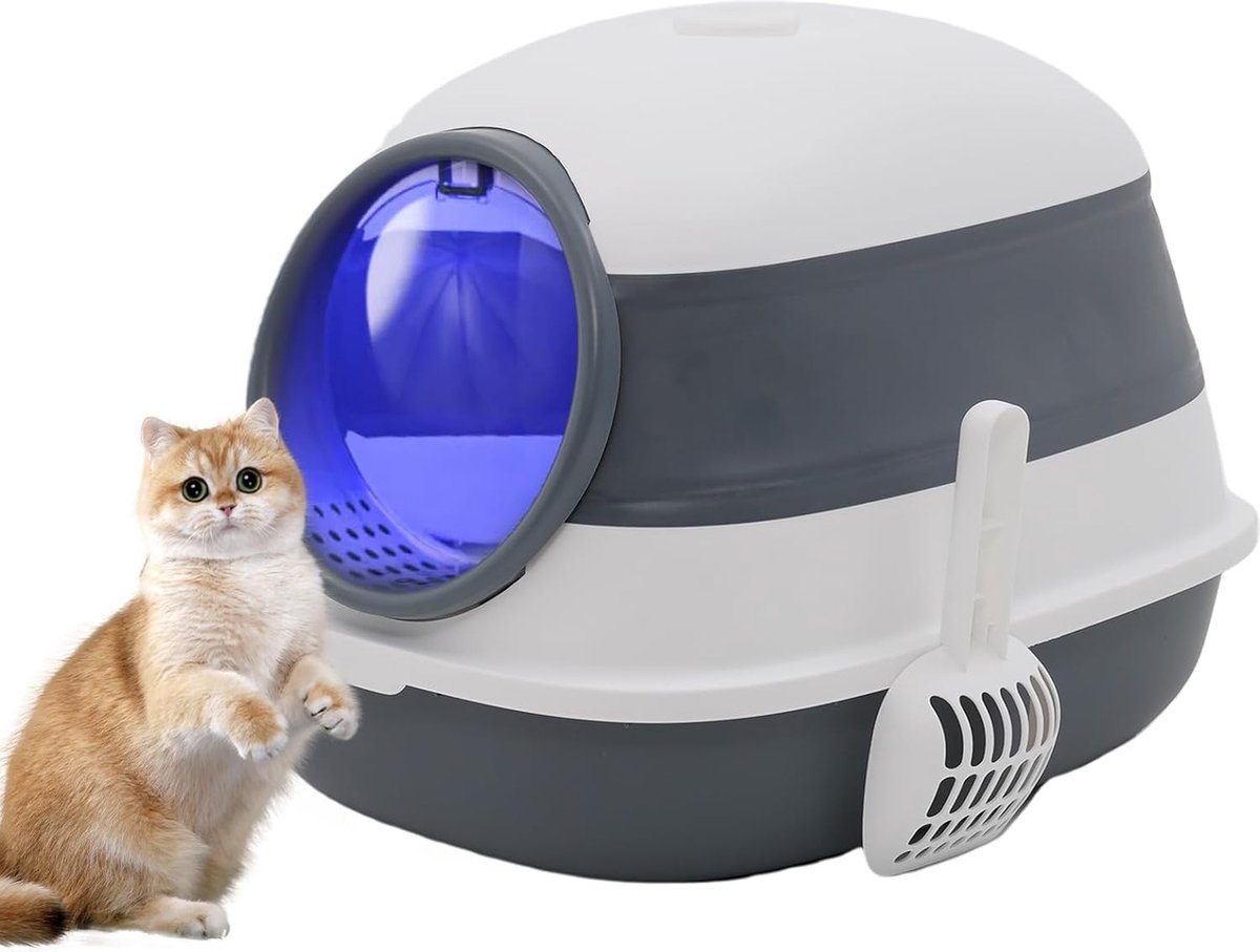 Electric Cat Litter Box - UV Light - Sterilization and Deodorization Function - Large Tray - Dark Grey - Automatic Cat Litter Box