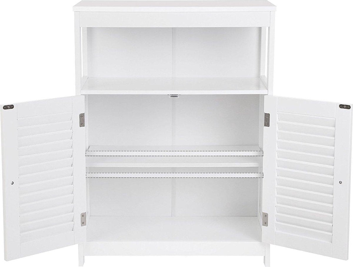 Bathroom Cabinet with 2 Doors and Open Compartment - White