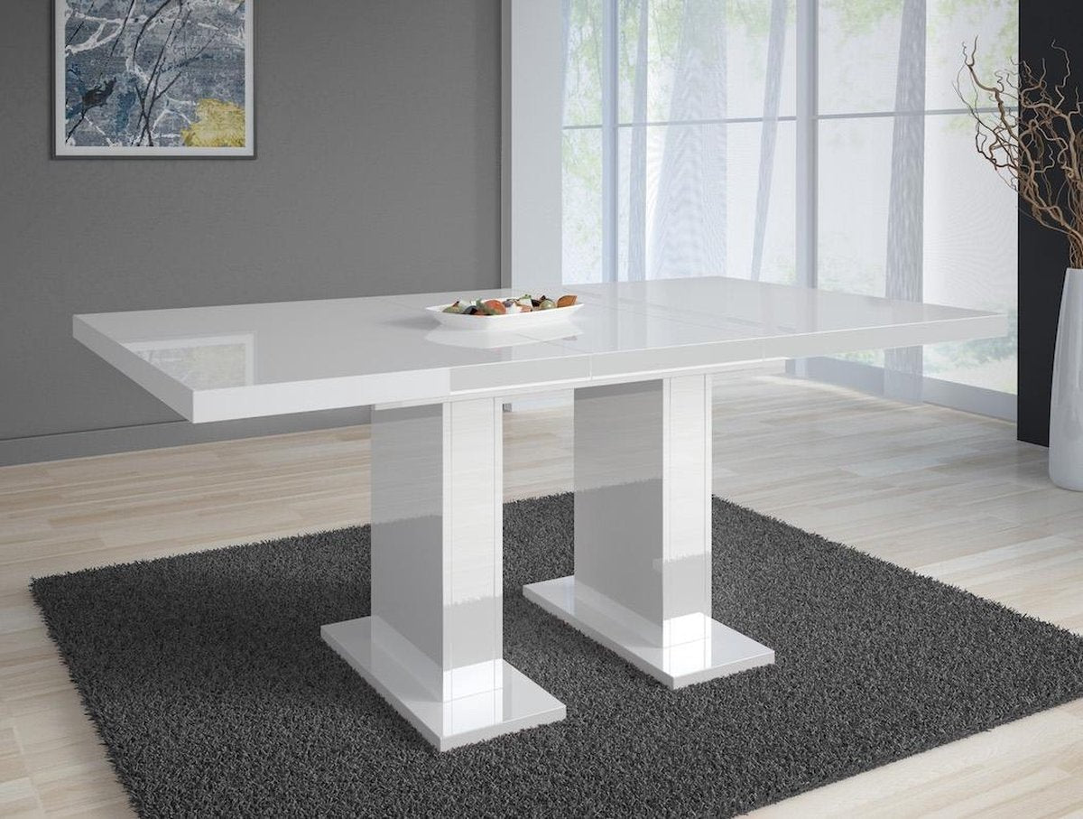 Meubella - Eetkamertafel Glamour 160 - Wit - Uitschuifbaar