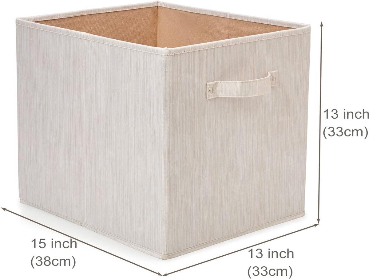 Opbergmand Katoenen Opvouwbare Opbergdoos Met Handvatten Voor Kinderkamer Speelgoed Kast Beige 33x38x33 Cm Opbergbox - Opbergdoos