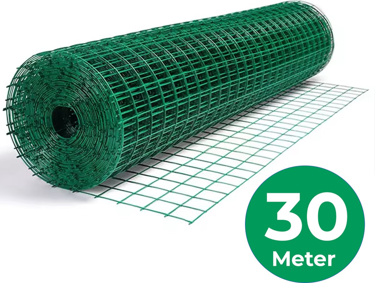 Garden mesh - Green - 1 x 30 meters - Mesh size 6 x 6 cm - Wire thickness 2.5 mm - Mesh - Fence - Gate - Landscaping