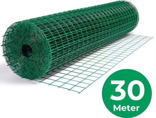 Garden mesh - Green - 1 x 30 meters - Mesh size 6 x 6 cm - Wire thickness 2.5 mm - Mesh - Fence - Gate - Landscaping