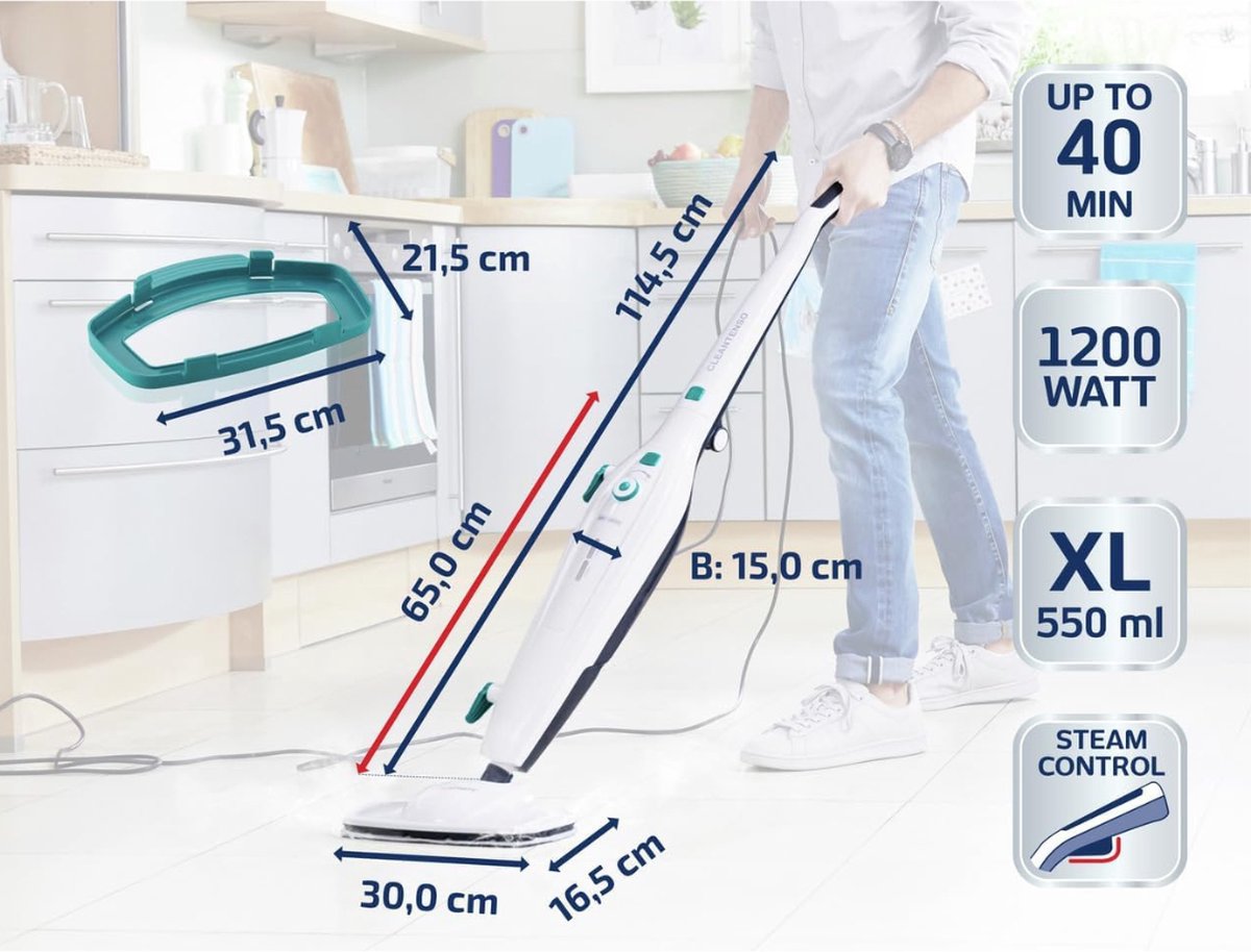 Steam Cleaner - Floor Steam Cleaner - Microfiber Floor Cloth - Multifunctional - Easyfix - Steam