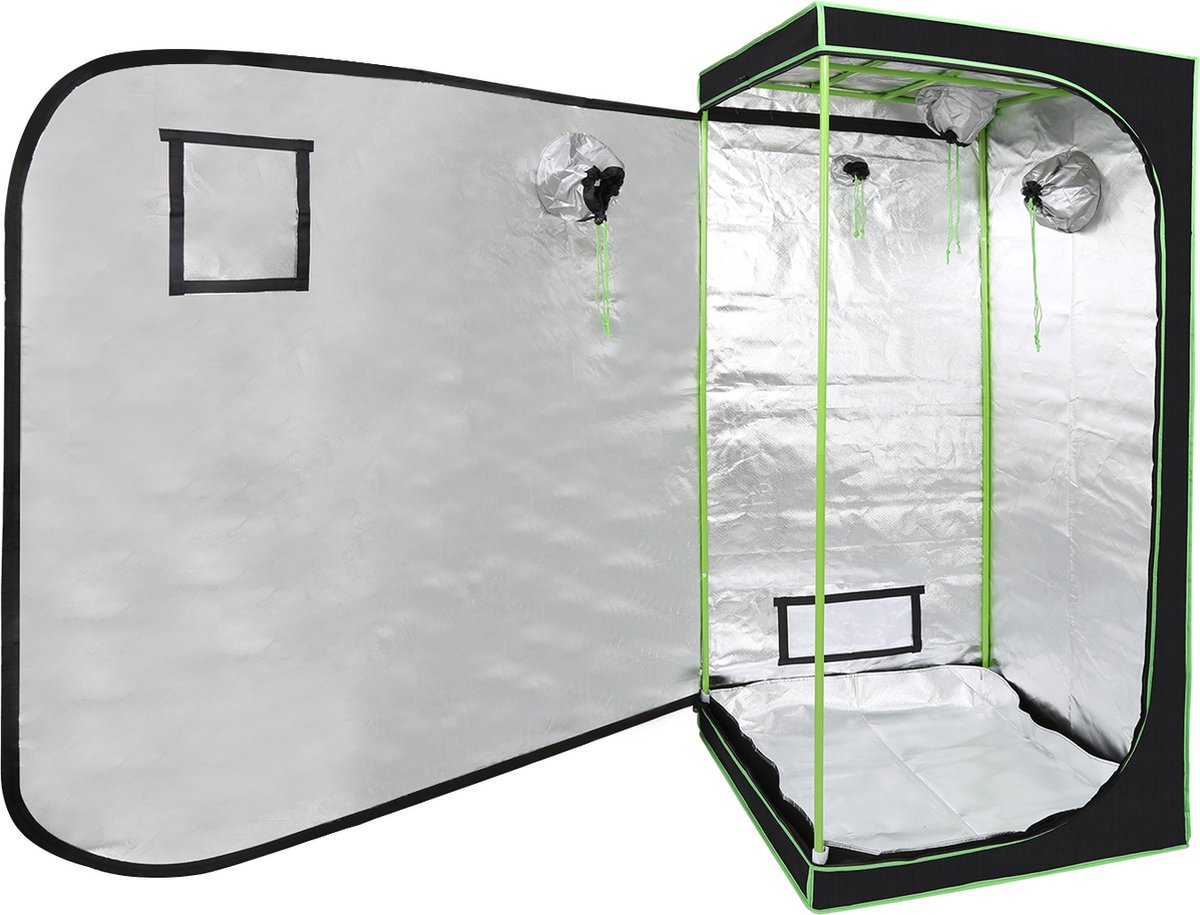 Kweektent in huis - 80 x 80 x 180 cm - Growtent Binnen - Growbox om Planten te Kweken - Zwart&Groen - 2-in-1 Kweekkast - Planten Dark Room - Greenhouse - Waterdicht