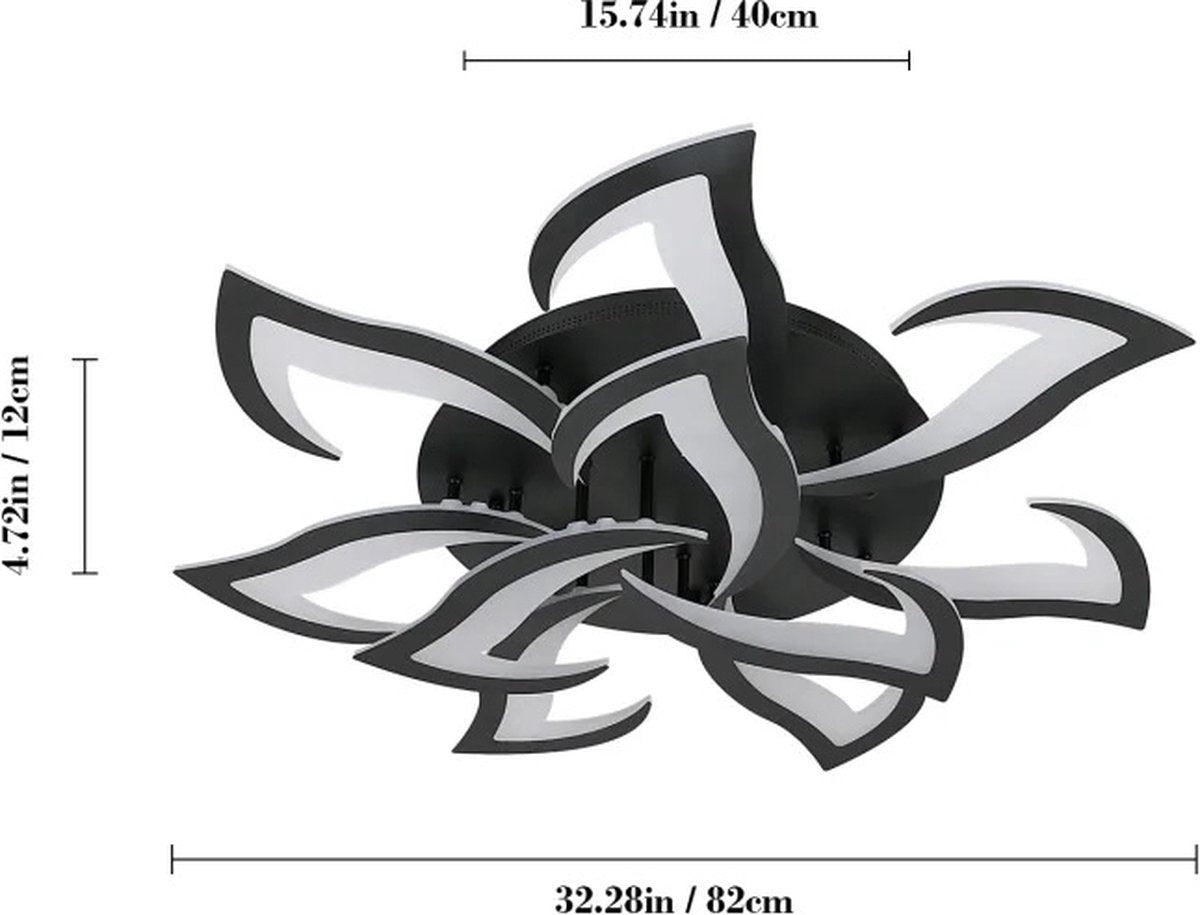 10 Lotus - Dimmable with Remote Control and APP - Ceiling light - Black - Smart lamp - Modern LED Lamp