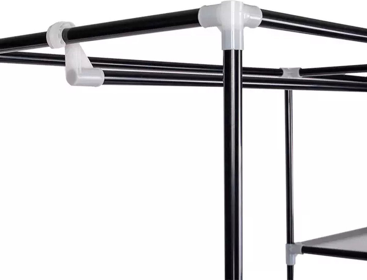 LG Life's Green Opvouwbare Kleerkast – 110x45x175CM – Kledingrek met 5 Legplanken en Ophangstang – Stoffen Kledingkast – 140KG Draagvermogen – Zwart