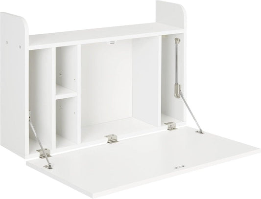 Wall-mounted desk, computer table and table, foldable, with storage, 77 x 20 x 41 cm