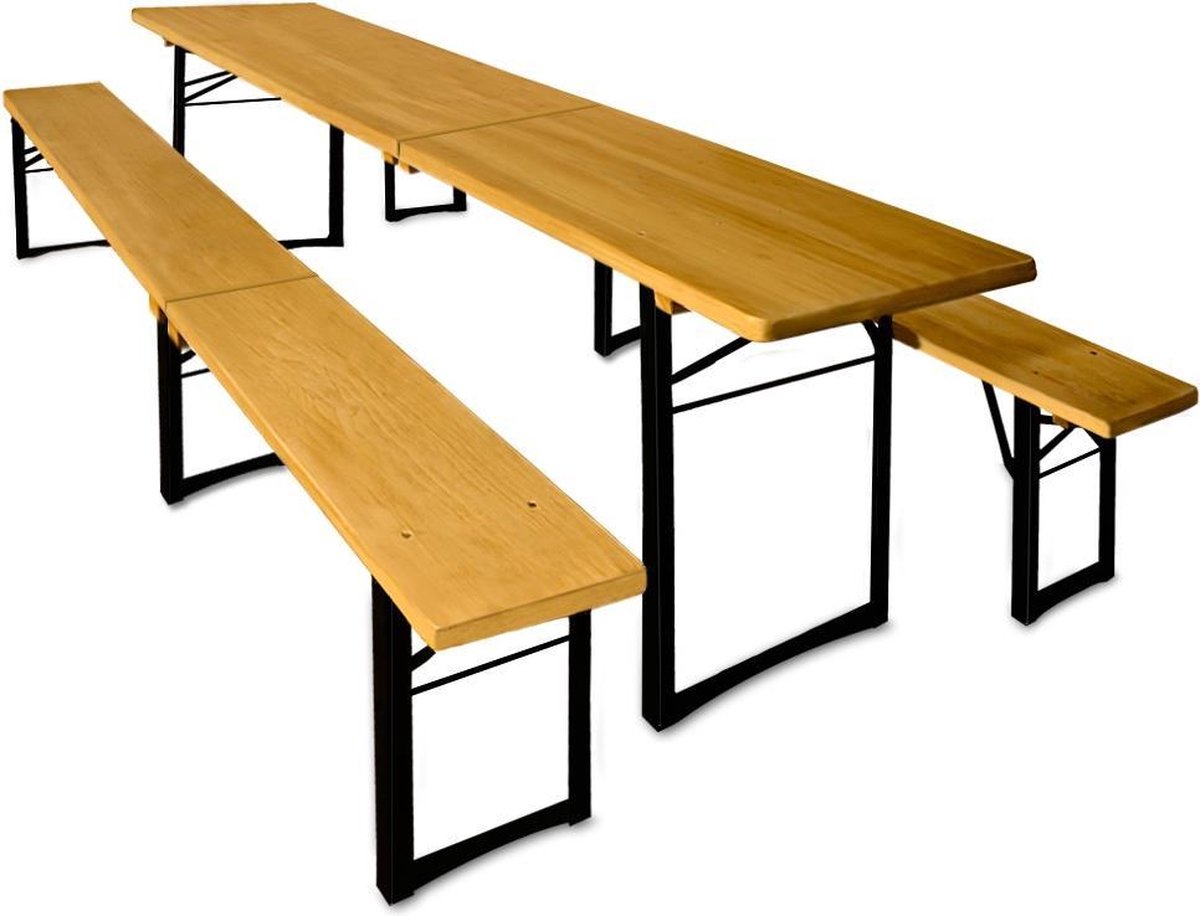 Picknicktafelset - 1 biertafel 2 bierbanken inklapbaar - 220cm