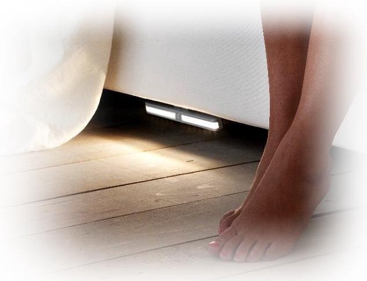 Bed LED verlichting met sensor 2 stuks - uitstapverlichting - bedlamp - nachtlamp - instelbare brandduur - Kunststof - 3400K Wit licht - 1,6 cm - RVS