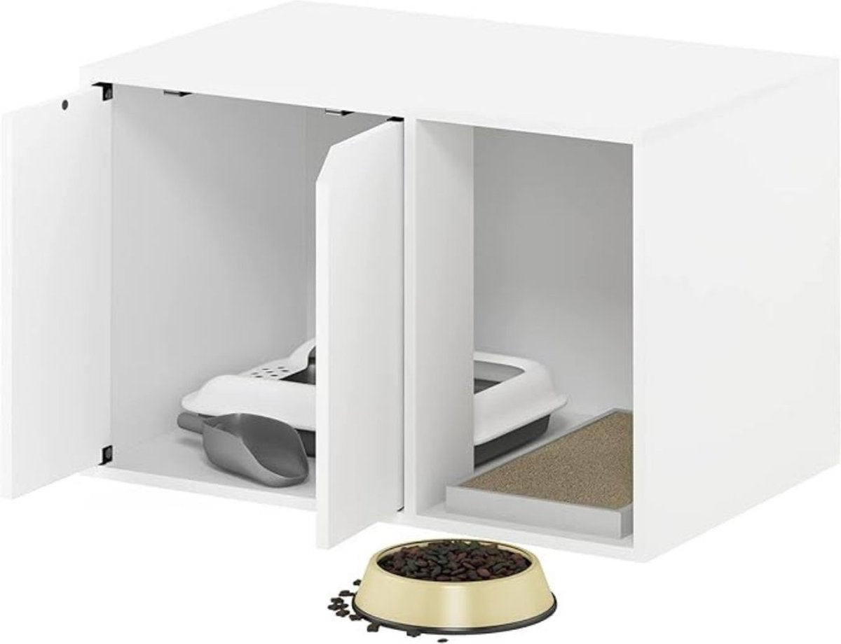 Kattenbak Kast - Kattenhuis - Kattenmand - Halmeubel â€“ Dierenhuis - Nachtkastje - Kattenkast - Dressoir â€“ Kattenhok - Bijzetkastje - Krabpaal - Katten Mand - 60 x 39,6 x 40 cm - Wit