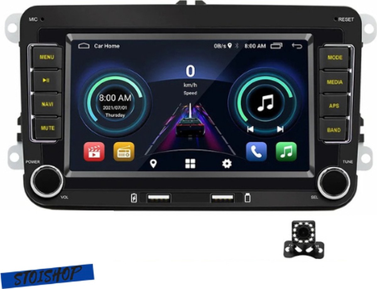 Autoradio - 2din - Apple Carplay - Android Auto - Voor Volkswagen Golf 5 6 Polo Passat B6 B7 Cc Skoda Jetta Universele Multimedia - Wifi Gps Navigatie - Achteruitrijcamera - Met USB Aansluiting