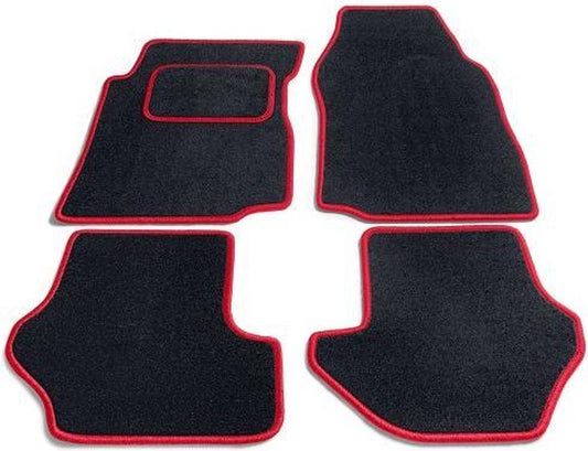 Bavepa Complete Needle Felt Car Mats Black with Red Edge Toyota Aygo 2010-2014