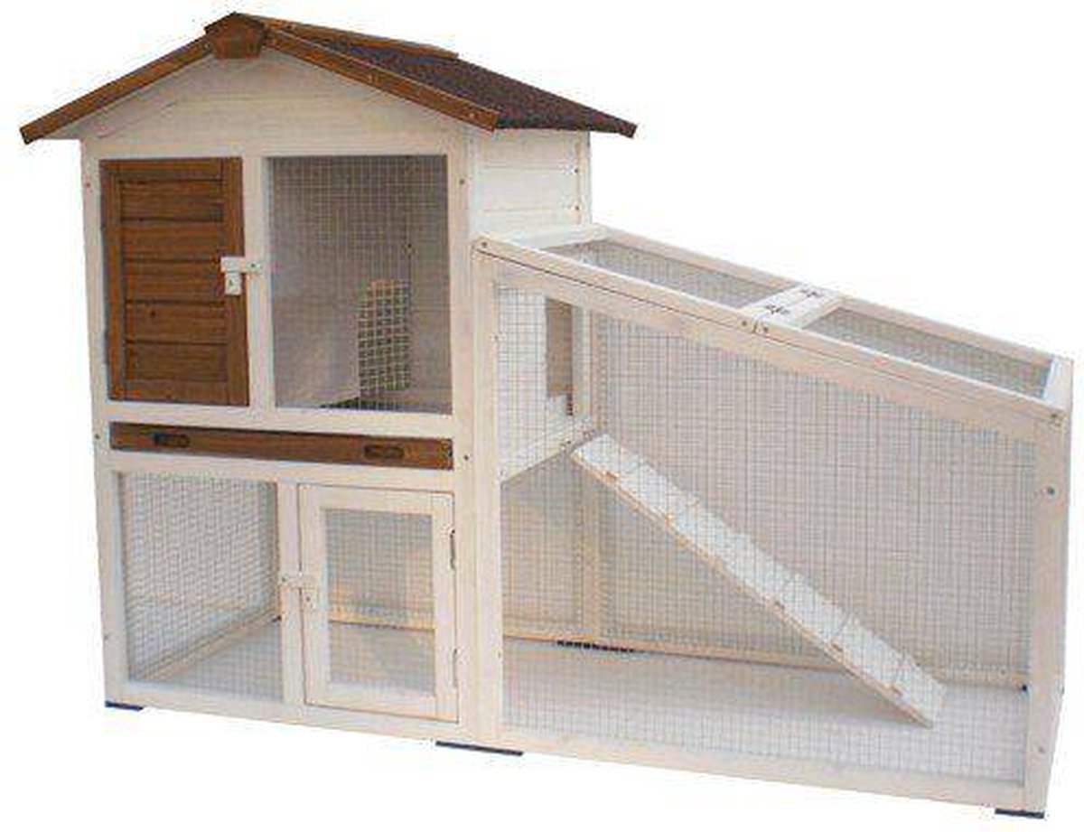 Konijnenhok Tommy - Wit - 140 x 65 x 100 cm