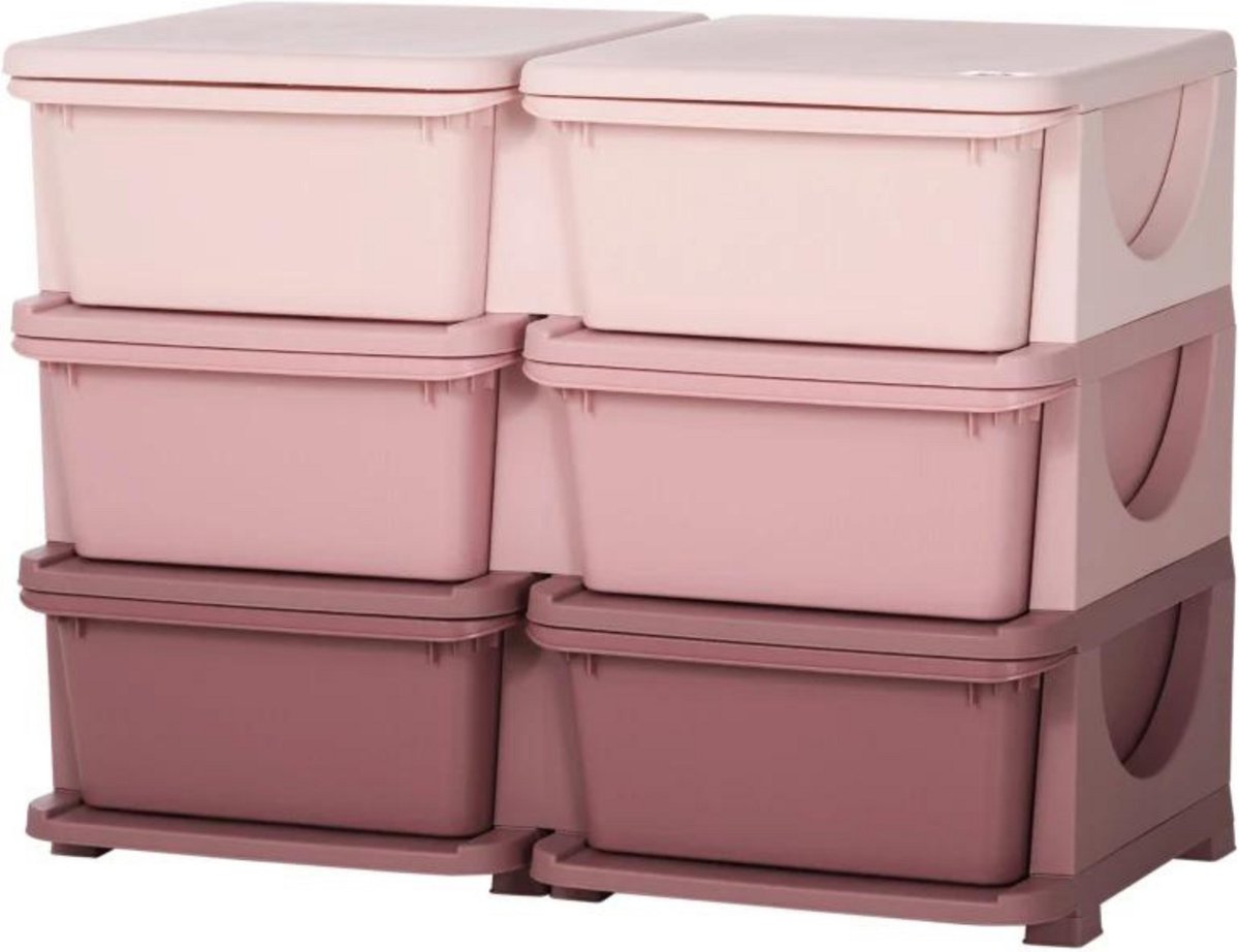 Storage boxes - Drawer cabinet with storage box - Toy organizer - Toy cabinet - Pink - 75L x 37W x 56.5H cm