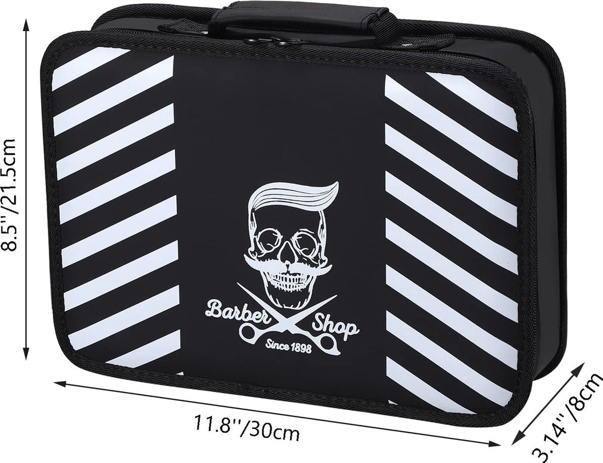 Hairdresser bag, fashion skull pattern barber bag, professional hair clip care kit, storage organizer, hairdresser tool bag for scissors, barber supplies