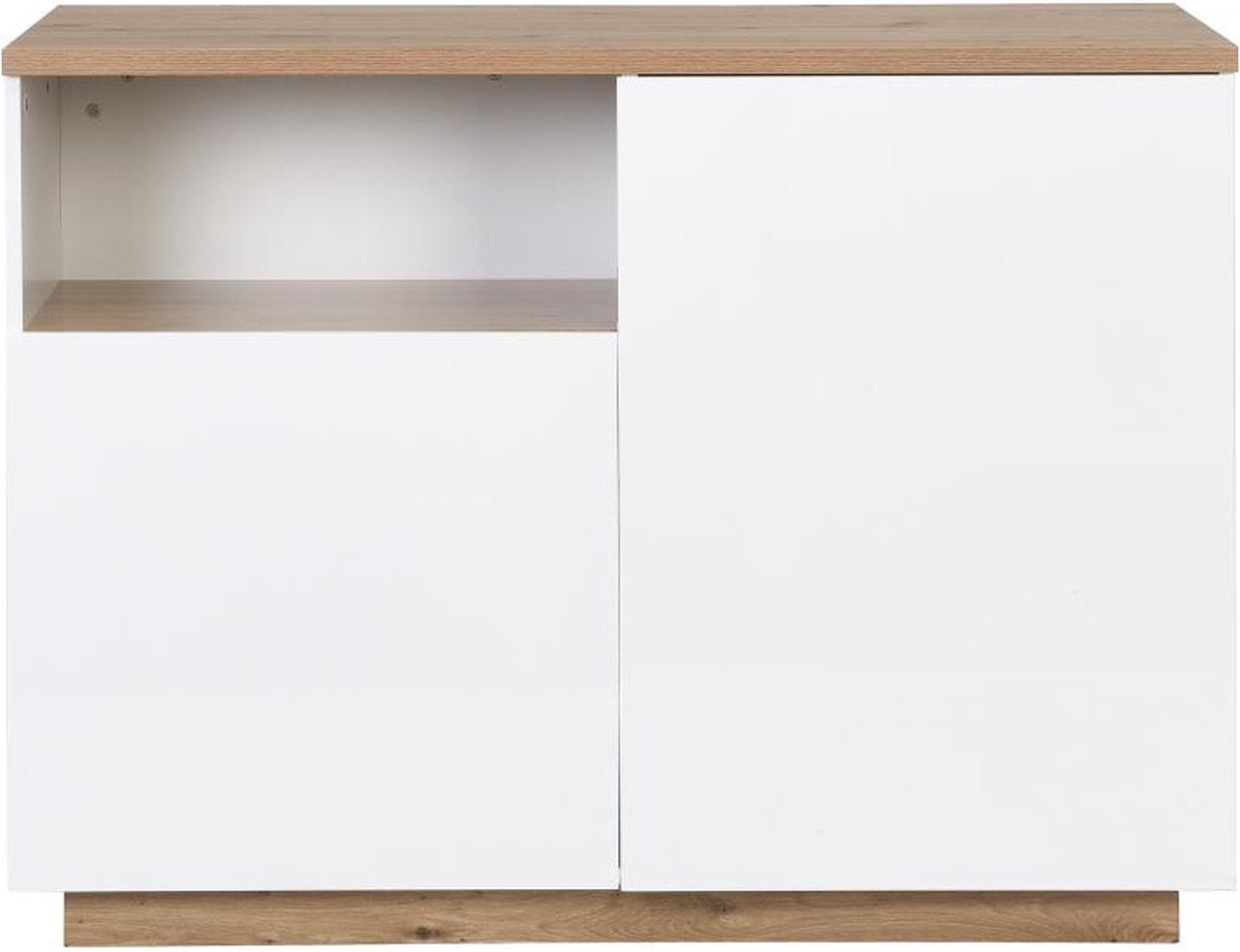 Vente-unique Keukeneiland met 2 deuren en 1 nis van MDF - Naturel en wit - CORELINA B 120 x H 90 x D 60 cm