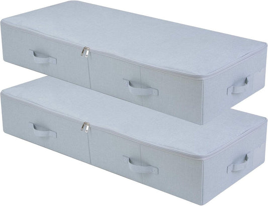 Handy Foldable Storage Containers for Under Bed or Wardrobe, Light Grey, Set of 2