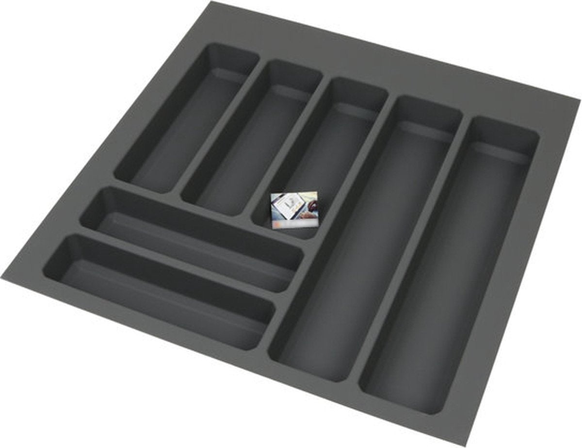 Plastic cutlery tray with non-slip, anthracite - Width 48.5-53 cm - Depth 46-53 cm - Cutlery drawer made to measure
