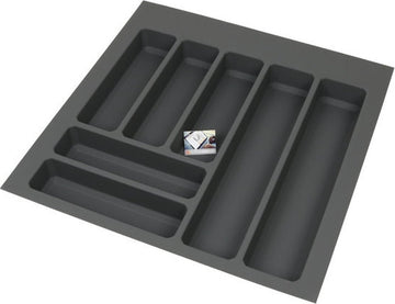 Kunststof bestekbak met antislip, antraciet - Breedte 48.5-53 cm - Diepte 46-53 cm - Besteklade op maat te maken