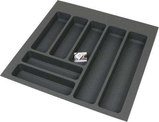 Plastic cutlery tray with non-slip, anthracite - Width 48.5-53 cm - Depth 46-53 cm - Cutlery drawer can be custom-made