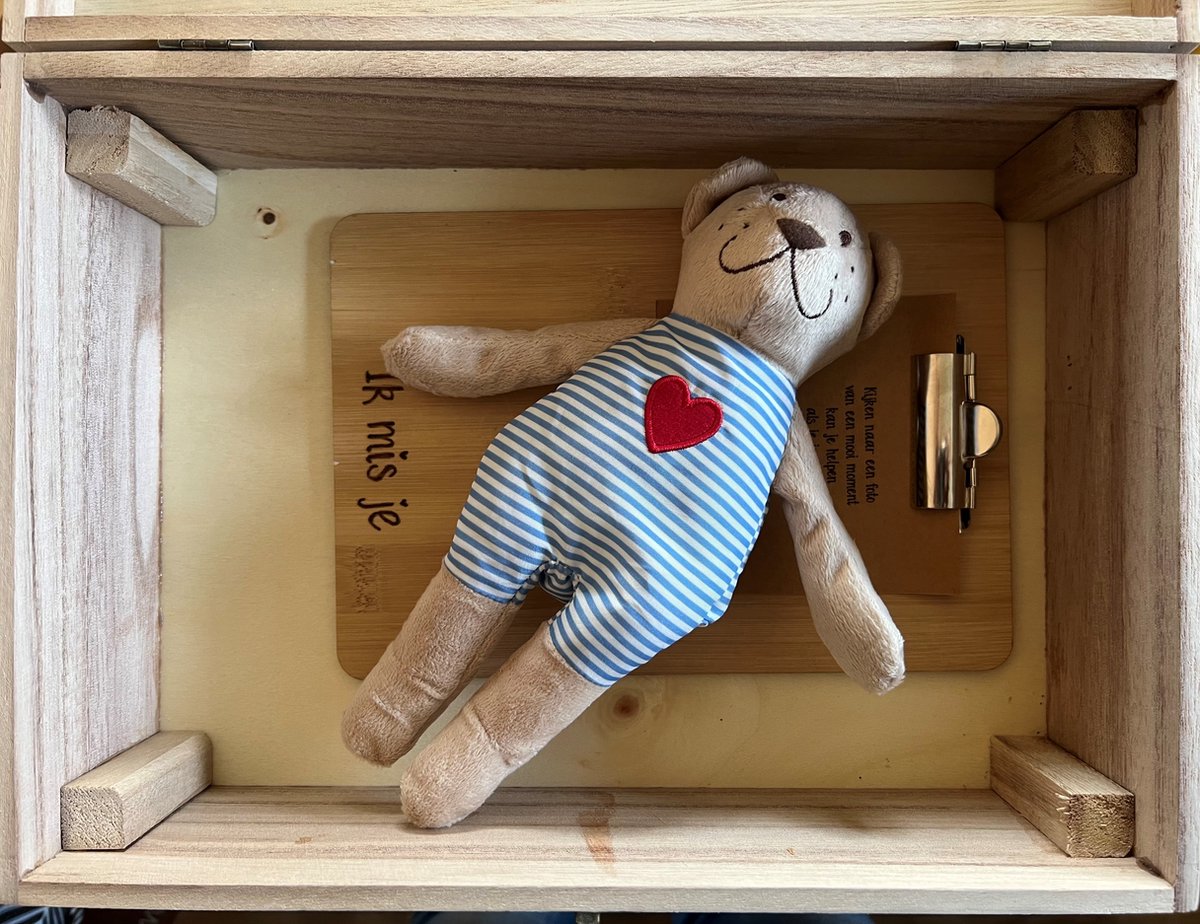 Ik Mis Je Kisje - Cadeautje voor een kind dat een dierbare heeft verloren. Vol mooie en lieve cadeautjes die helpen bij verlies en het verwerkingsproces. Met extra ruimte voor eigen bewaarspulletjes. Speciaal ontwikkeld voor kinderen in rouw.