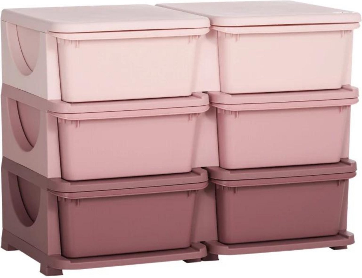 Storage boxes - Drawer cabinet with storage box - Toy organizer - Toy cabinet - Pink - 75L x 37W x 56.5H cm