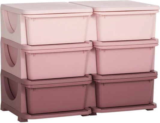 Storage boxes - Drawer cabinet with storage box - Toy organizer - Toy cabinet - Pink - 75L x 37W x 56.5H cm