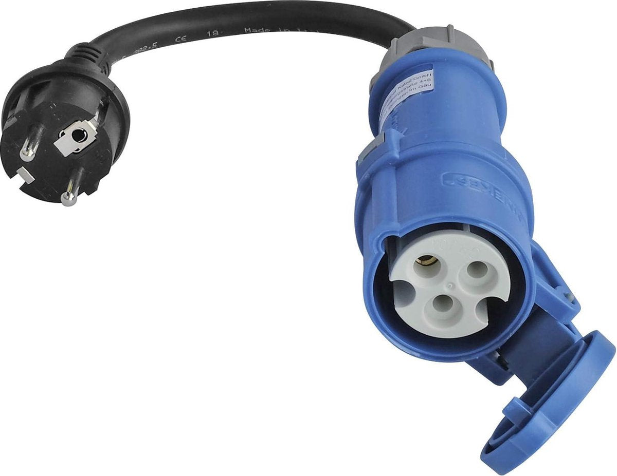 2 x adapterkabel CEE - 3 m - zwart - 230 V - 16 A - 3-polig