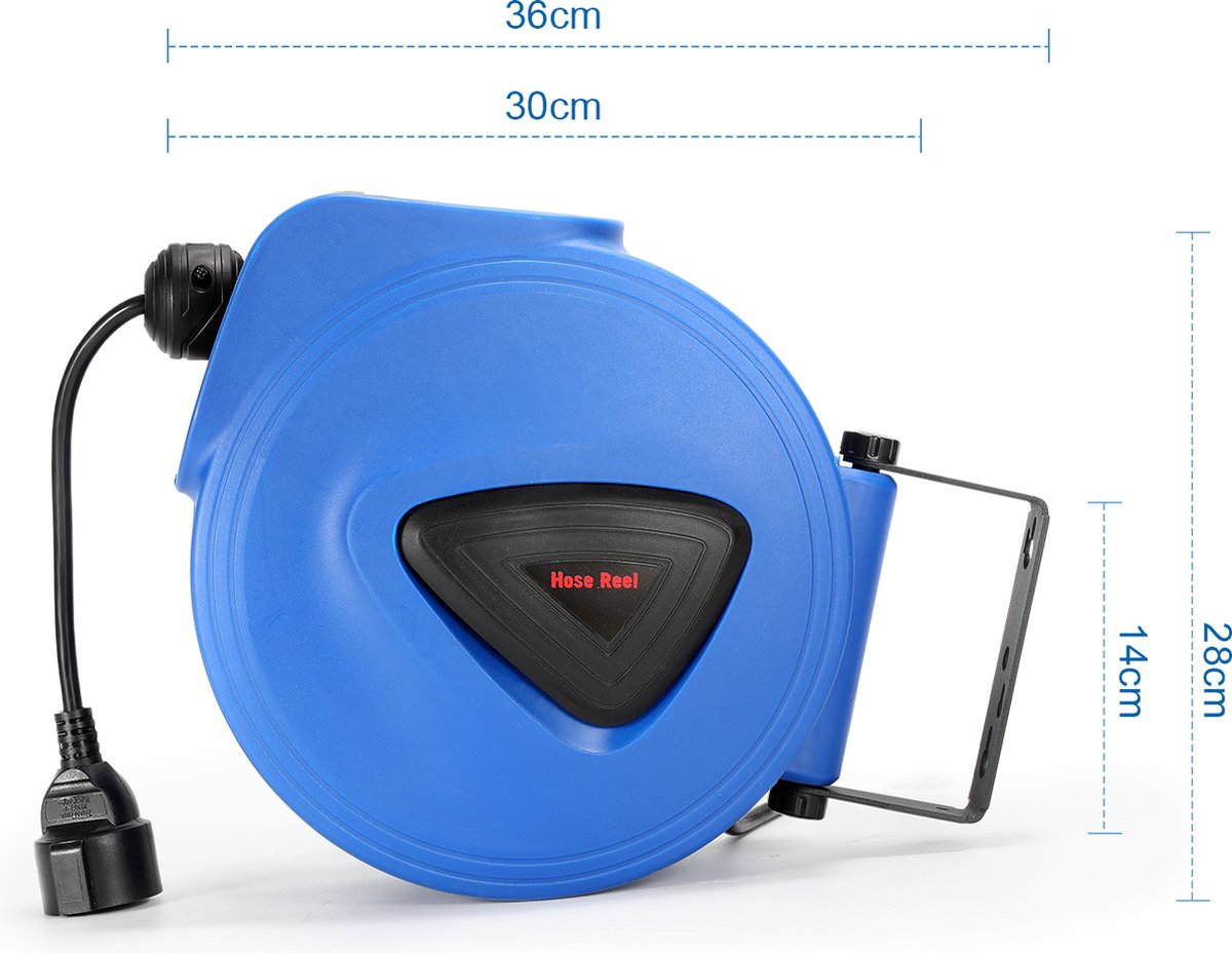 Automatische kabelhaspel 20m kabelhaspel 180° draaibaar met muurbeugel kabelhaspel automatisch oprollen en afrollen van de kabel stroomkabel -Enkel Gat