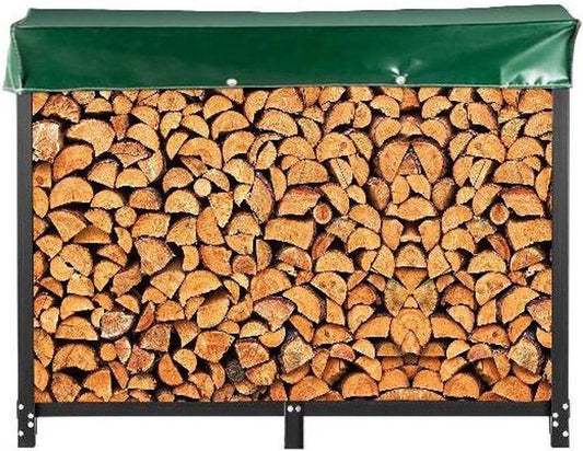 EliteNest® - Brandhoutrek Outdoor - Zwart Staal - Houtopslag - Weerbestendig - 590 kg Capaciteit - Snelle Montage – 244 x 36 x 122 cm