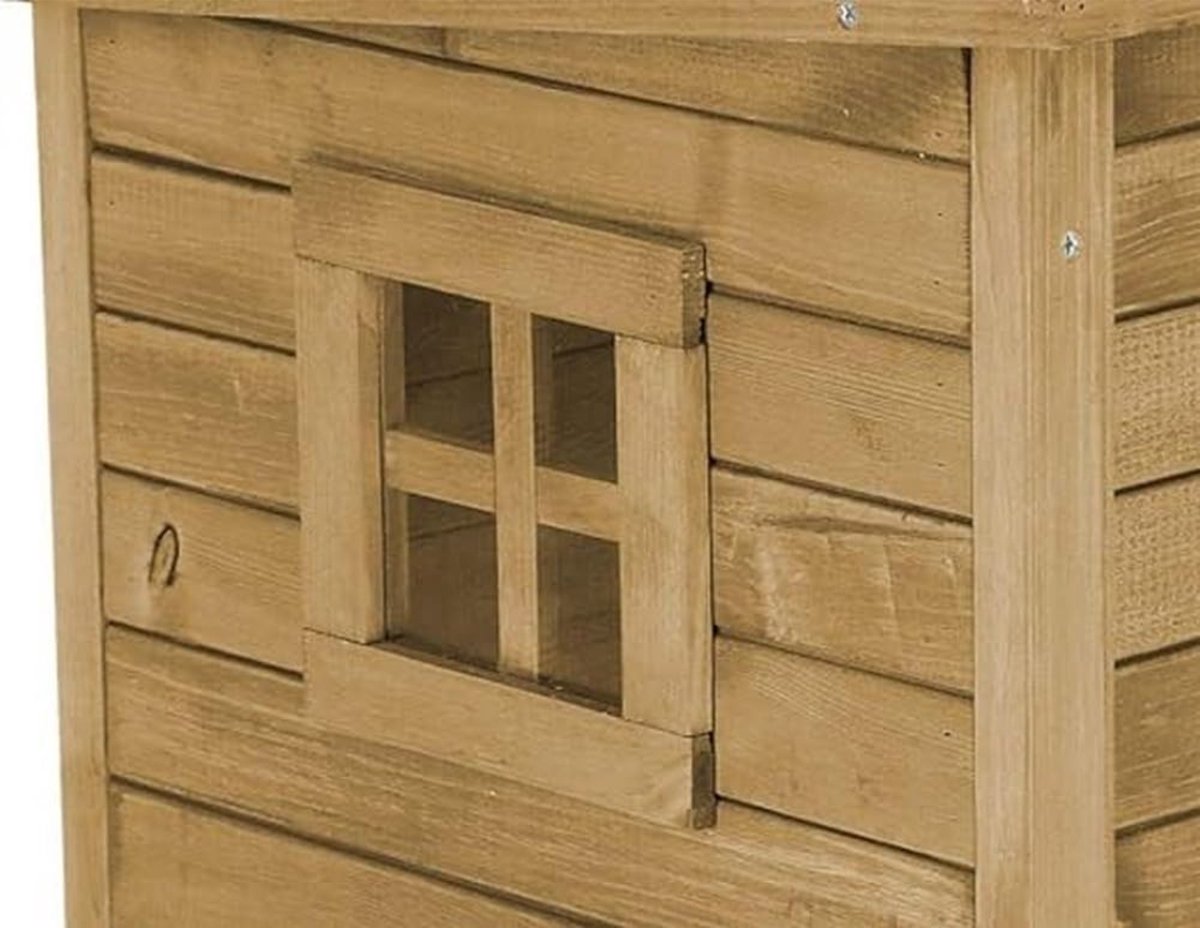 Kattenren - Kattenhuis - Kattenverblijf buiten - Bruin - Kattenhuis voor buiten - Kattenhuisje buiten - Kattenhok buiten