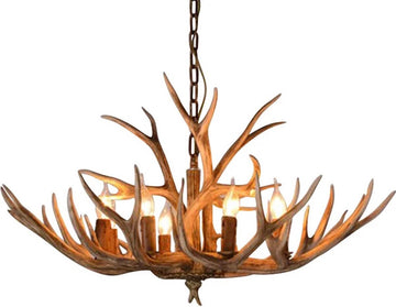 RoxanaÂ® Kroonluchter - Gewei - Hanglamp - LED - 6 Lichtbronnen - Lampen Inbegrepen - 220V - Keuken - Woonkamer - Hars - Slaapkamer - 66x45Cm