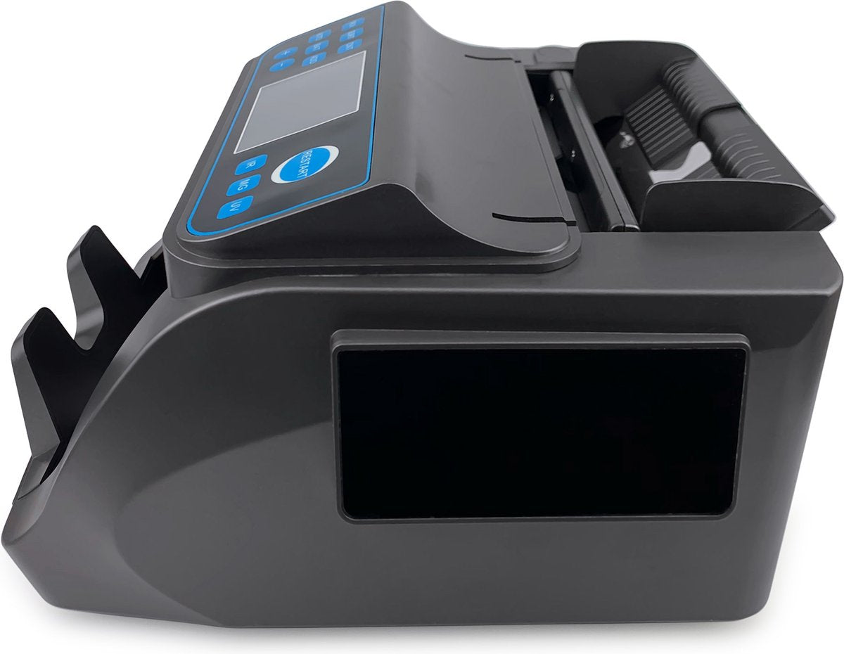 Geldtelmachine - Bankbiljettentelmachine - Waardetelling gemengde bankbiljetten - 1000 bankbiljetten/minuut - 5-voudige valsengelddetectie - Optel- & batchfunctie - Draaggreep - Alarm - Geldteller - Geldtelmachine