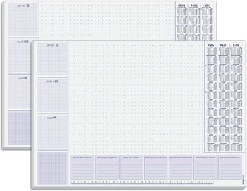 Papieren bureauonderlegger met 3-jarige kalender en weekplanner A2 (595 x 41 cm) 80 g/m² 30 vellen 2 stuks. deskpad