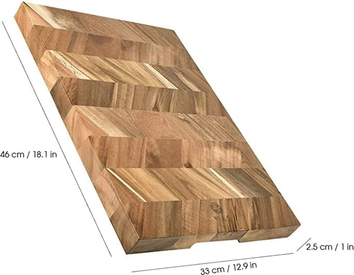 Acaciahouten snijplank kopshout Professionele snijplank groot 46 x 33 x 2,5 cm