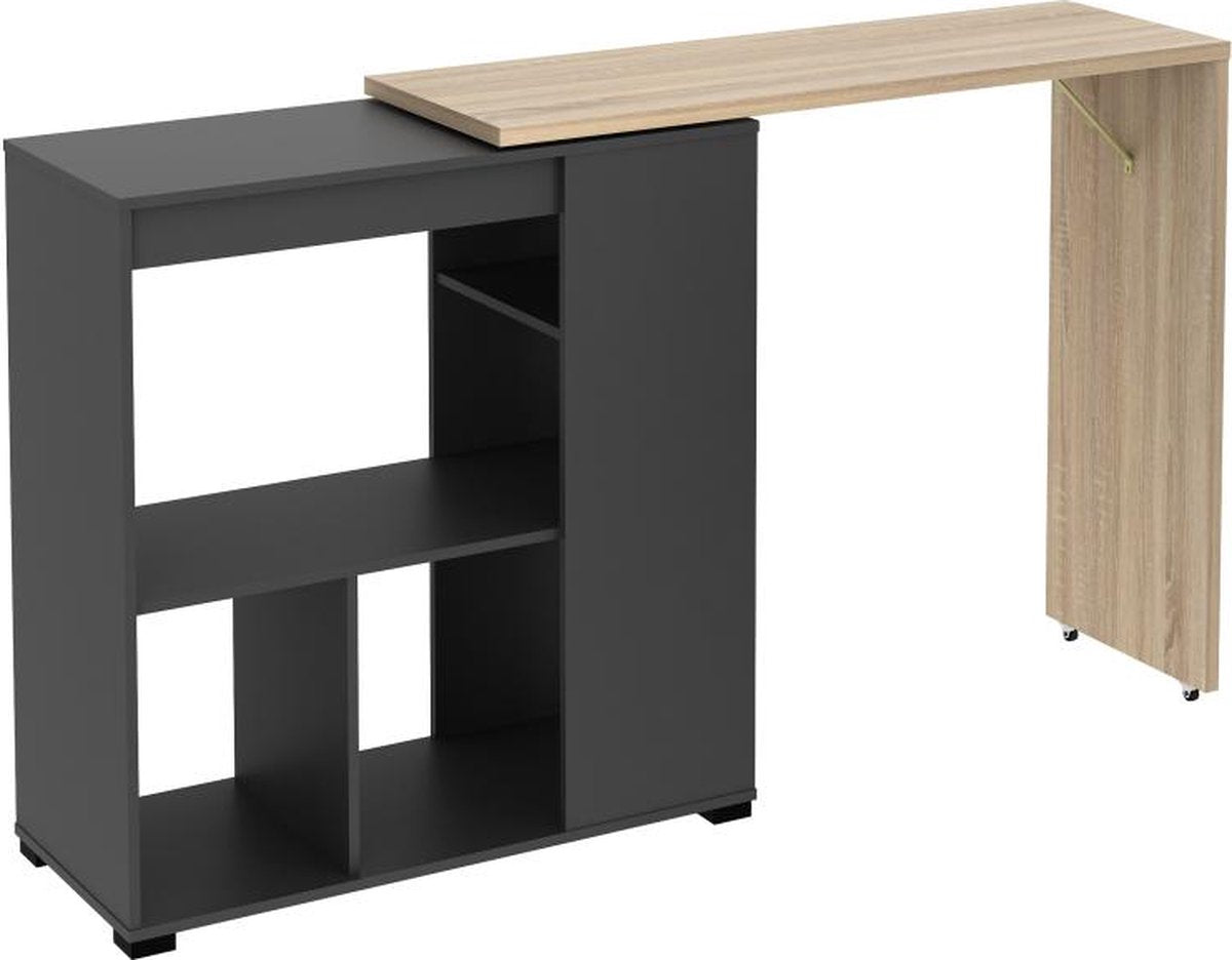 Vente-unique Swivel Bar Unit with Storage - Natural and Anthracite - SATURNE W 172 cm x H 100 cm x D 39.6 cm