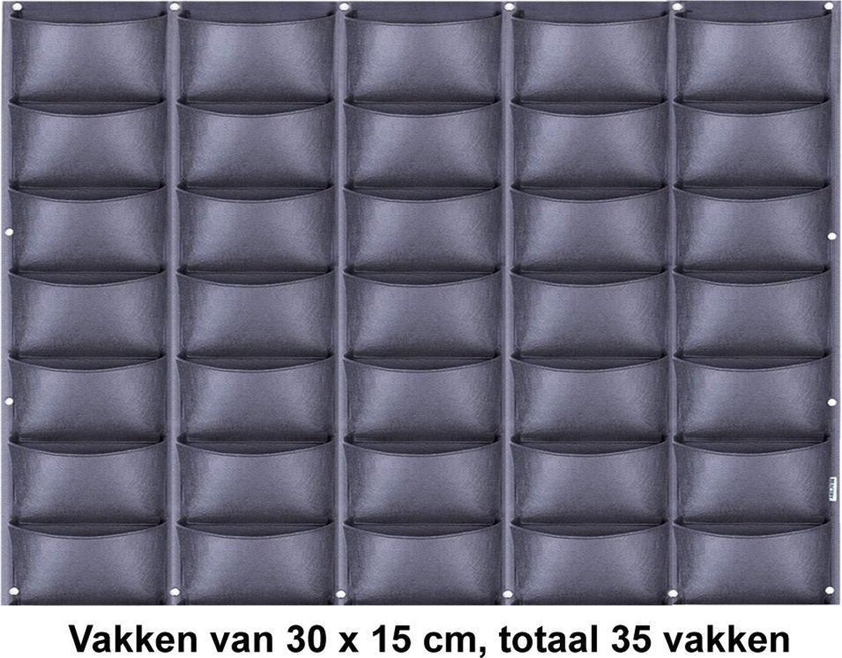 Verticale tuin met 35 extra grote vakken - 165cm x 100cm - verticale tuin - zwart - groene wand - groene muur - verticale moestuin zakken - plantenhanger balkon - plantenbak - plantenzak 1.65x1 meter Beactiff®