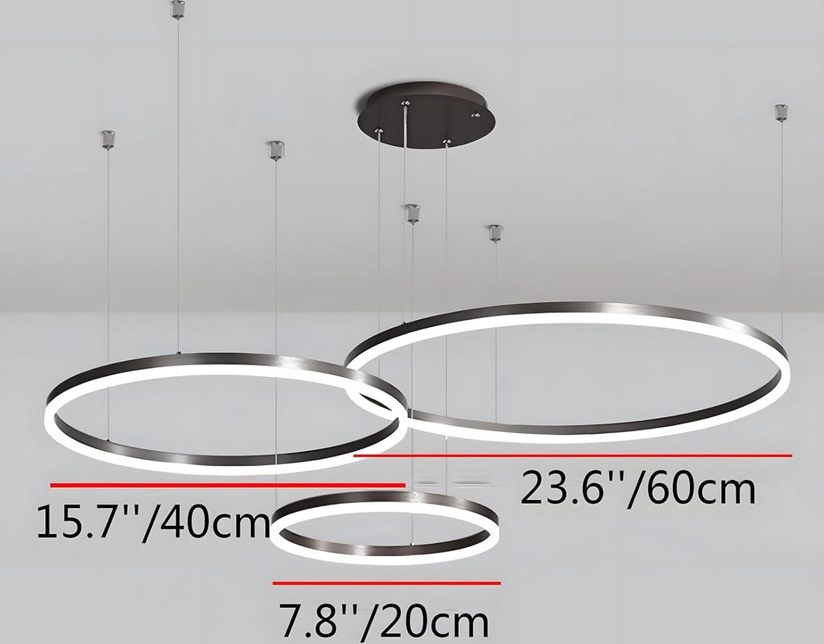 Chandelix - Luxe hanglamp - Woonkamer - Ringen - met afstandsbediening en app - Dimbaar - In hoogte verstelbaar - Woonkamerverlichting - Slaapkamerverlichting - Smartlamp - Ringlamp - LED - Zwart