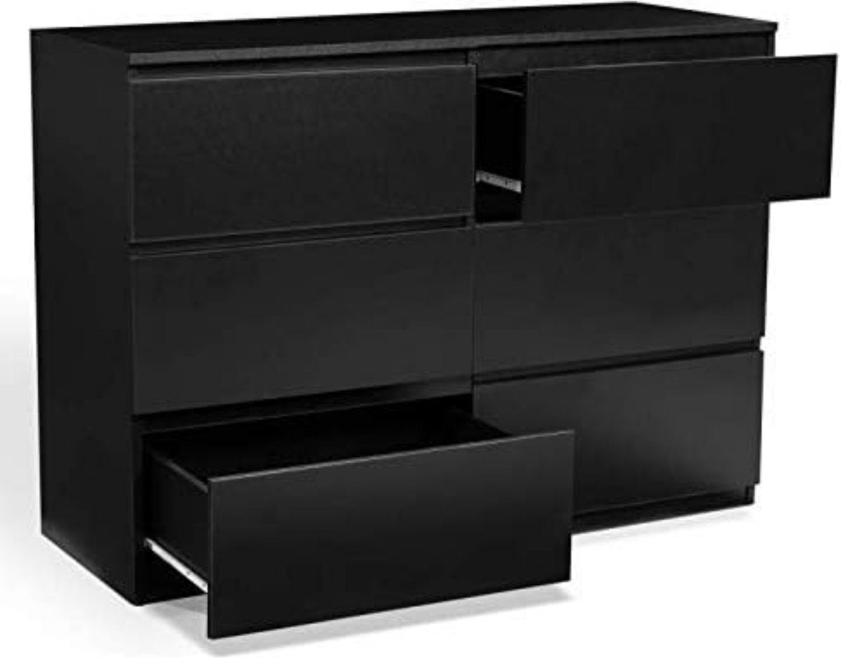Dresser with 6 drawers TOMI 110 cm wood black