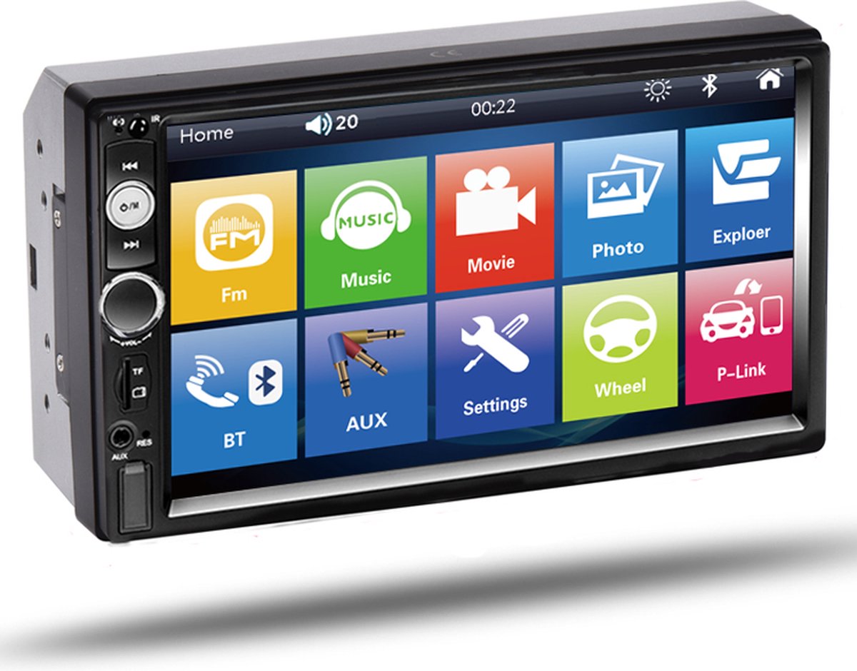 Universele Autoradio met Bluetooth, USB & Aux - Handsfree - Mirrorlink - Radio met Microfoon