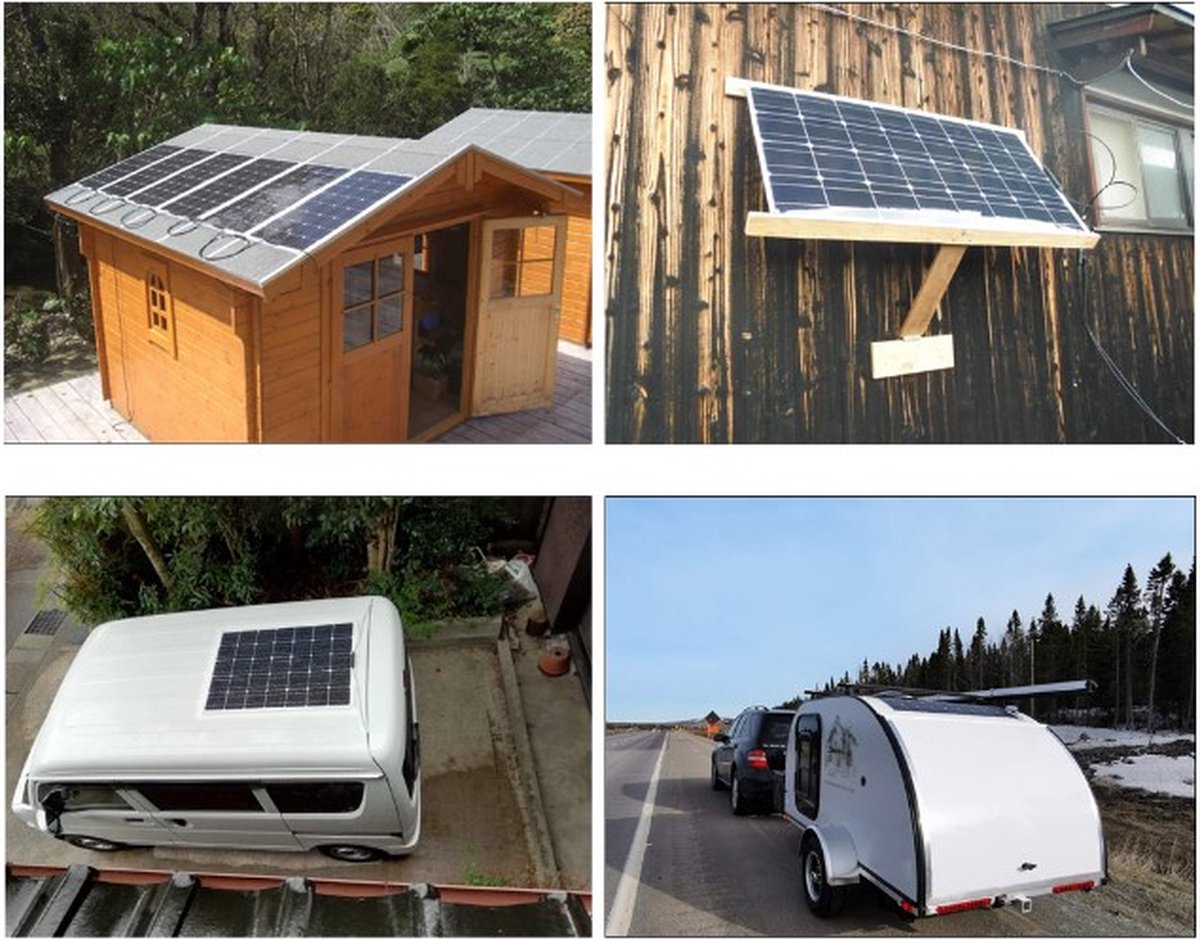 Complete 100W zonnepaneelset - Plug and Play voor camper - boot - caravan - schuur - aan te sluiten op accu