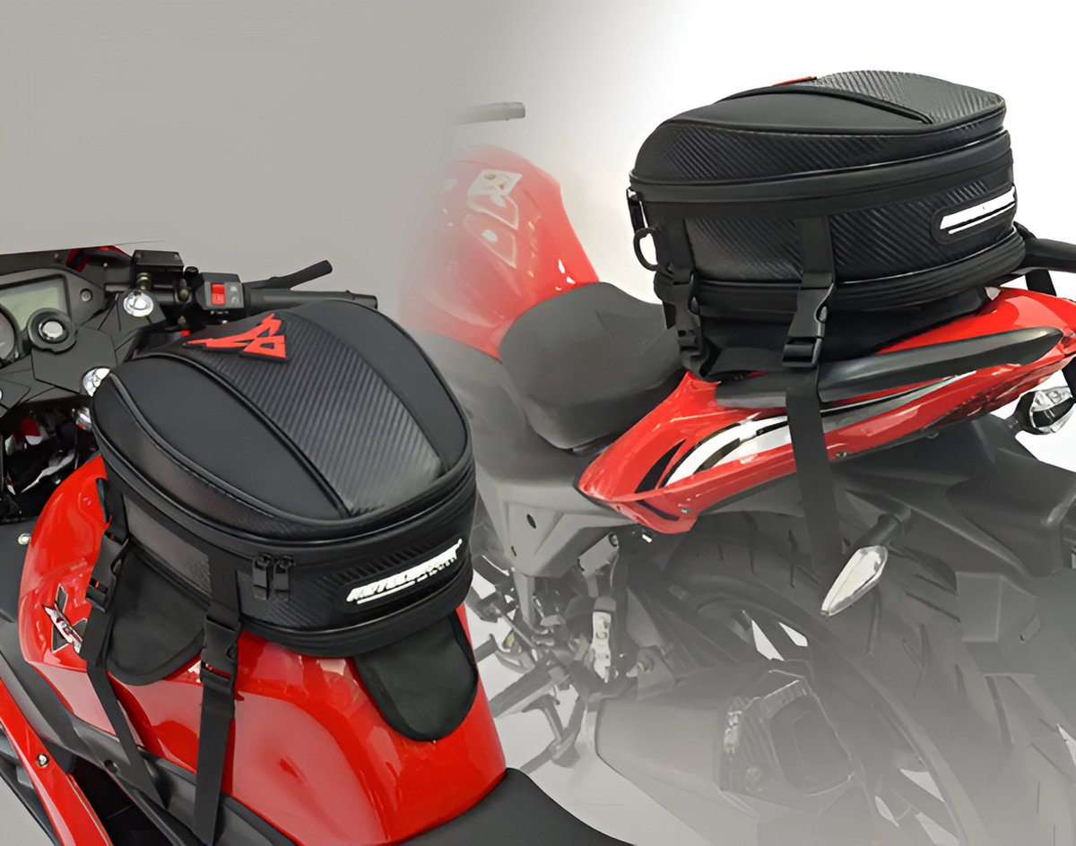 E-Shop4u - Motorcycle Backpack - Motorcycle Saddle Bag - Multifunctional Motorcycle Tank Bag and Saddle Bag - Motorcycle Backpack - Gray/Red/Blue/Green - 11.5L Front + 15L Rear - Water-resistant - Reflective Elements