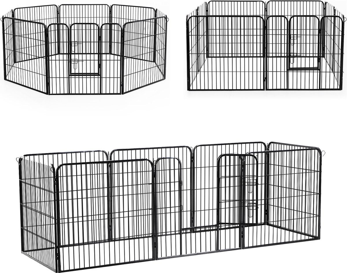 Dog run XL - Puppy run - Dog crate - Steel - 80 cm high - 640 cm circumference - Expandable