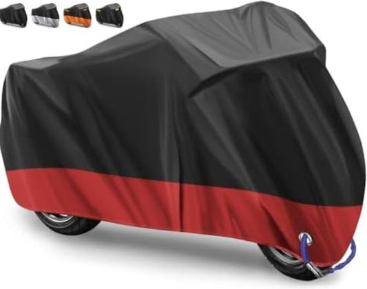 Motorcycle Cover Waterproof Outdoor - Motorcycle Cover for Outdoor Use - Motorcycle Covers - Outdoor Motorcycle Cover - 265 x 105 x 125 cm/ Red