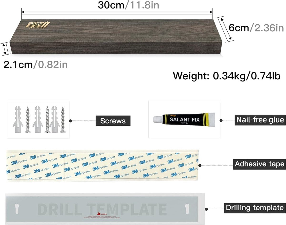 30 cm essenhout, magnetisch, om messen, scharen en ander keukengerei geordend en binnen handbereik te houden (exclusief messen)