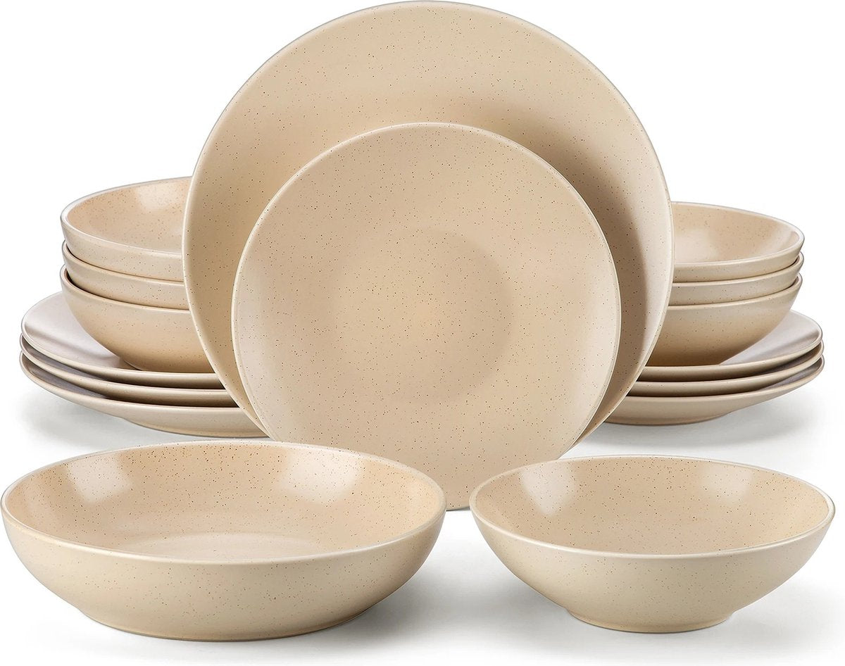 Dinnerware Set - Dinnerware Sets - 8-Person Dinnerware Set - Sand Relief - Porcelain - 32-Piece Dinnerware - Dinner Plate - Dessert Plate - Bowl - Soup Bowl