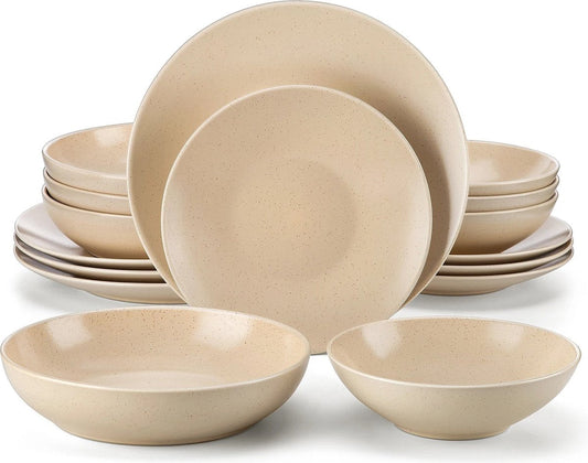 Dinnerware Set - Dinnerware Sets - 8-Person Dinnerware Set - Sand Relief - Porcelain - 32-Piece Dinnerware - Dinner Plate - Dessert Plate - Bowl - Soup Bowl